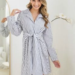 Paper Heart Hodiah Dress - White Stripe