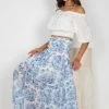 YH & Co (Chloe Yip) Hydie Skirt - Blue Floral