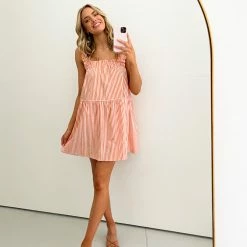 Reverse Leatrice Dress - Orange Stripe CLOTHING