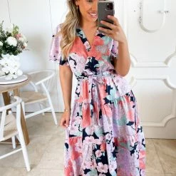 Ebby And I Given Dress - Orange Floral CLOTHING