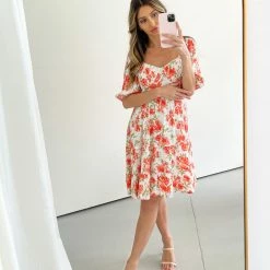 Pink Diamond Flurry Dress - White Print