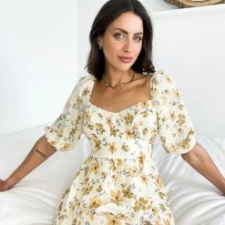 Pink Diamond Bonita Dress - Beige Floral CLOTHING