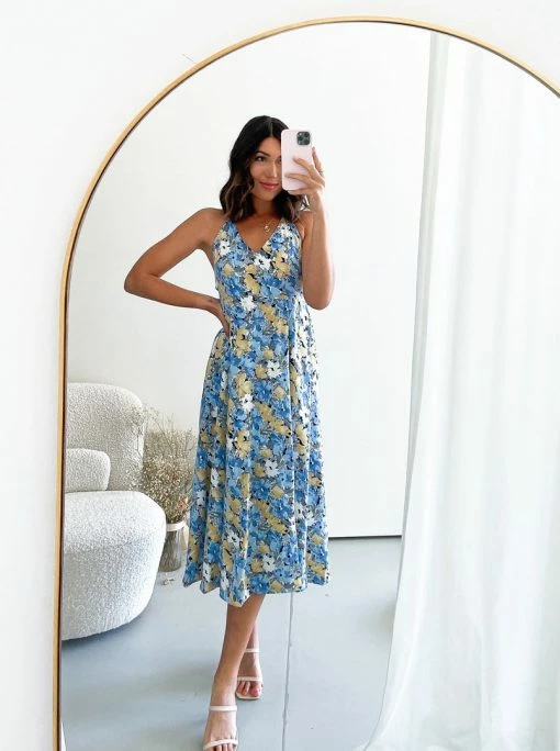 Evermore Fashion Jacquelina Dress - Blue Floral