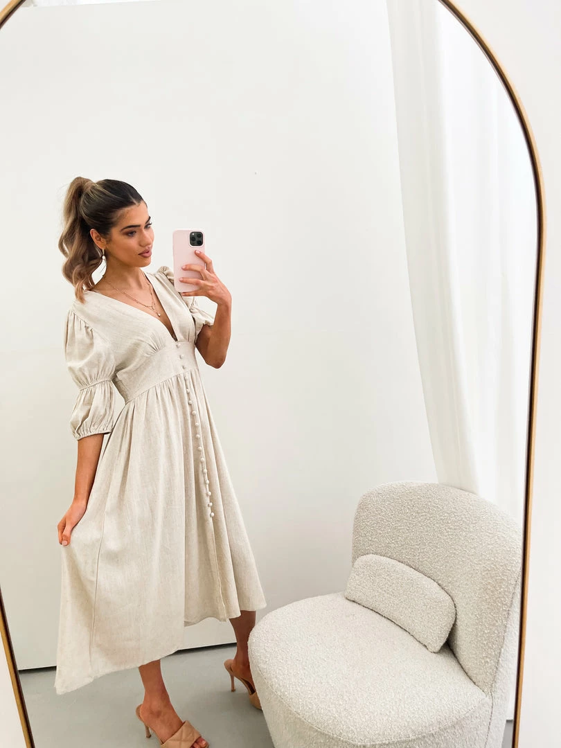 YH & Co (Chloe Yip) Aviona Dress - Beige CLOTHING 9 YH & Co (Chloe Yip) Aviona Dress - Beige CLOTHING