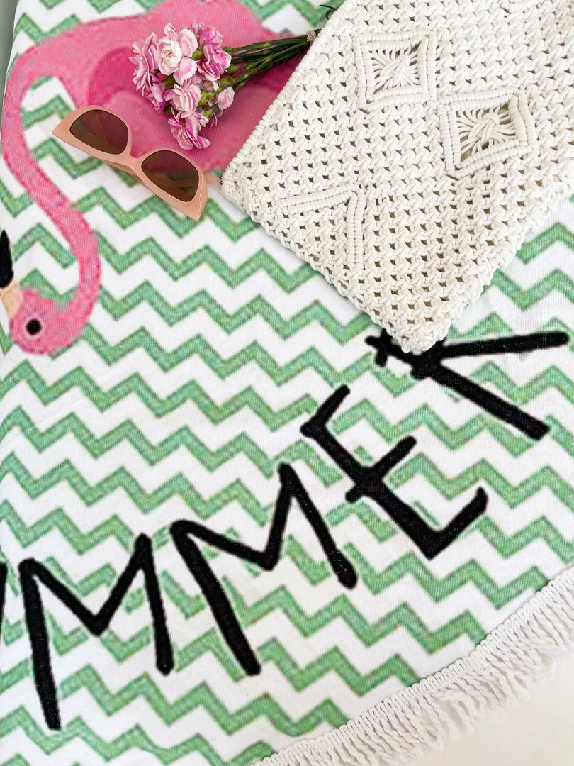 Alibaba Flamingo Towel - Aqua Print 4 Alibaba Flamingo Towel - Aqua Print