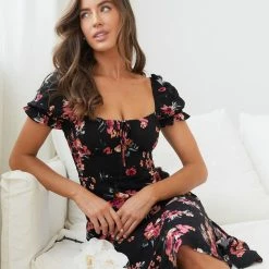 Wild Ginger Idalia Dress - Black Floral