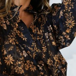 White Closet Indra Top - Black Floral