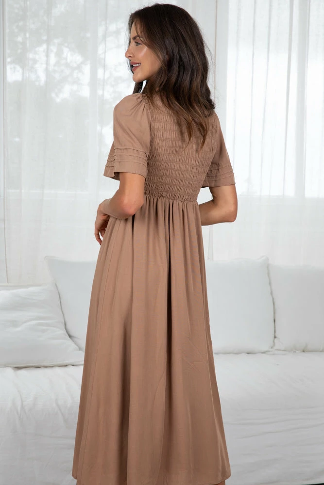 Qtrend Fashion PTY LTD Iolana Dress - Tan 4 Qtrend Fashion PTY LTD Iolana Dress - Tan