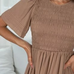 Qtrend Fashion PTY LTD Iolana Dress - Tan 14 Qtrend Fashion PTY LTD Iolana Dress - Tan