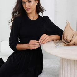 Qtrend Fashion PTY LTD Iolana Long Sleeve Dress - Black