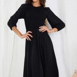 Qtrend Fashion PTY LTD Iolana Long Sleeve Dress - Black