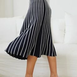 Spicy Sugar Itzel Knit Skirt - Navy Stripe