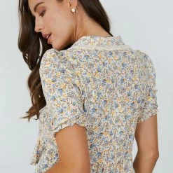 Oscar St Ivy Top - Beige Print CLOTHING