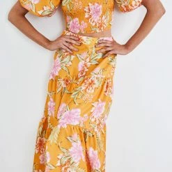 Qtrend Fashion PTY LTD Jayla Top - Orange Floral CLOTHING 11 Qtrend Fashion PTY LTD Jayla Top - Orange Floral CLOTHING