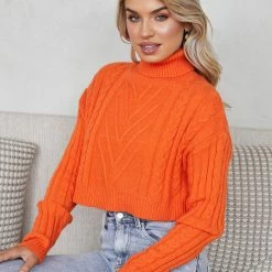 Pink Diamond CLOTHING Jenice Knit - Orange