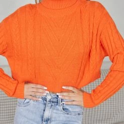 Pink Diamond CLOTHING Jenice Knit - Orange