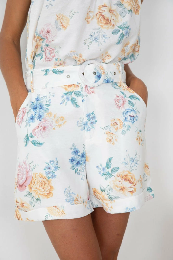 Desire Jonie Shorts - White Print CLOTHING 3 Desire Jonie Shorts - White Print CLOTHING