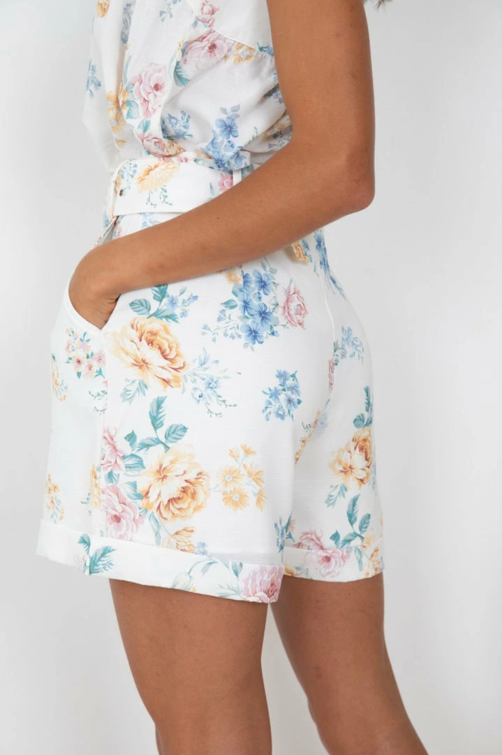 Desire Jonie Shorts - White Print CLOTHING 5 Desire Jonie Shorts - White Print CLOTHING