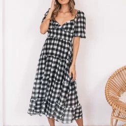 Qtrend Fashion PTY LTD Odetta Dress - Black Gingham