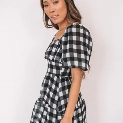 Qtrend Fashion PTY LTD Odetta Dress - Black Gingham