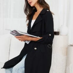So In Style CLOTHING Kamarah Trench Coat - Black 14 So In Style CLOTHING Kamarah Trench Coat - Black