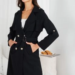 So In Style CLOTHING Kamarah Trench Coat - Black 13 So In Style CLOTHING Kamarah Trench Coat - Black