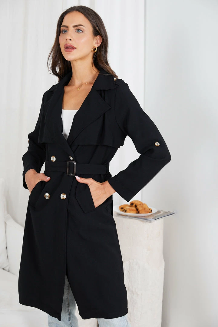 So In Style CLOTHING Kamarah Trench Coat - Black 7 So In Style CLOTHING Kamarah Trench Coat - Black