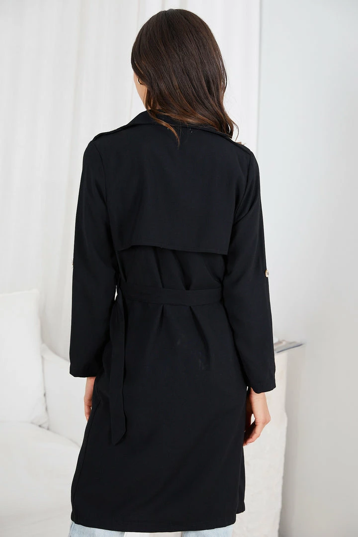 So In Style CLOTHING Kamarah Trench Coat - Black 5 So In Style CLOTHING Kamarah Trench Coat - Black