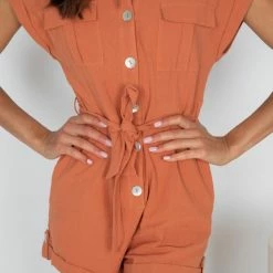 Into Fashion CLOTHING Karyna Playsuit - Rust