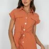 Into Fashion CLOTHING Karyna Playsuit - Rust