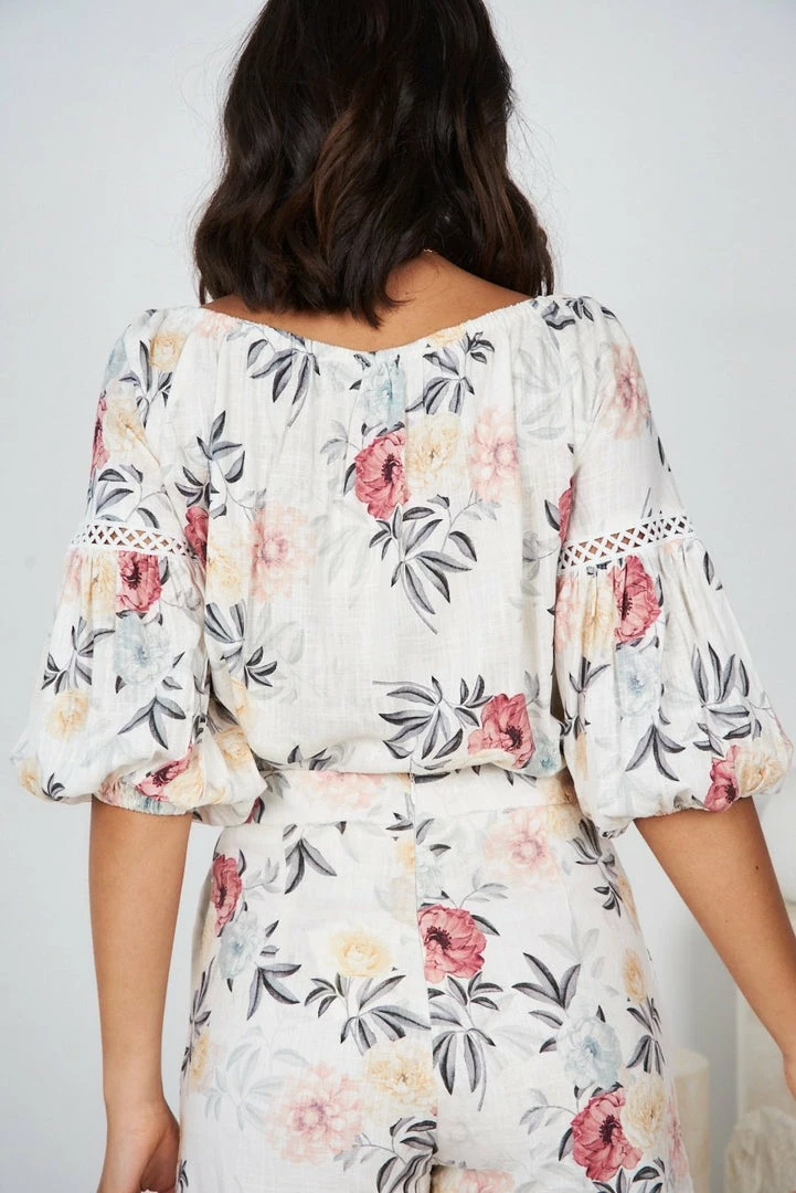 CSA (Lorraine Designs) CLOTHING Keila Top - White Floral 4 CSA (Lorraine Designs) CLOTHING Keila Top - White Floral