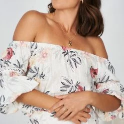 CSA (Lorraine Designs) CLOTHING Keila Top - White Floral 12 CSA (Lorraine Designs) CLOTHING Keila Top - White Floral
