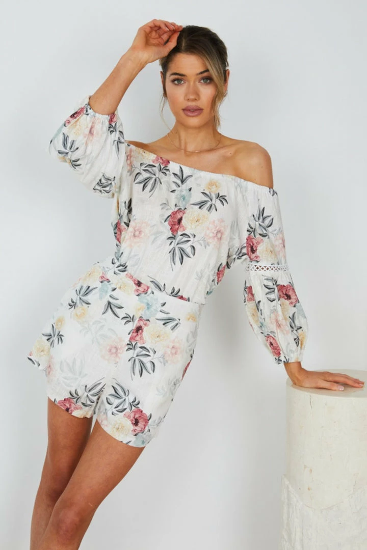 CSA (Lorraine Designs) CLOTHING Keila Top - White Floral 3 CSA (Lorraine Designs) CLOTHING Keila Top - White Floral