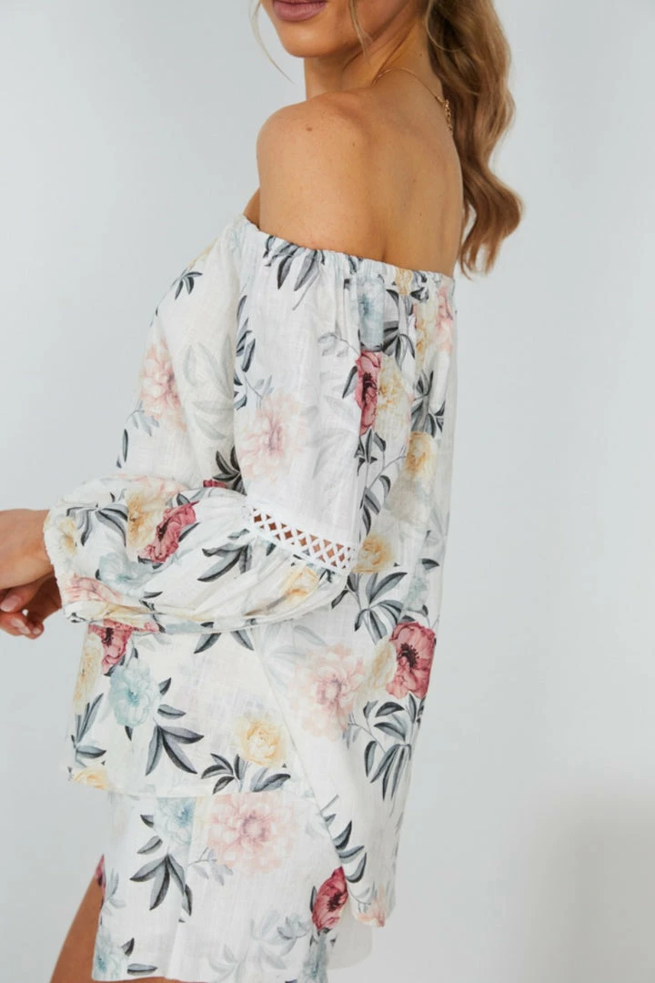 CSA (Lorraine Designs) CLOTHING Keila Top - White Floral 5 CSA (Lorraine Designs) CLOTHING Keila Top - White Floral