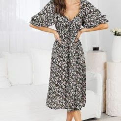 WeLove Fashion Kesara Dress - Black Print CLOTHING