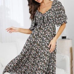 WeLove Fashion Kesara Dress - Black Print CLOTHING 13 WeLove Fashion Kesara Dress - Black Print CLOTHING
