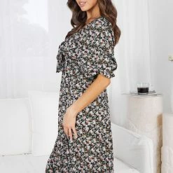 WeLove Fashion Kesara Dress - Black Print CLOTHING 11 WeLove Fashion Kesara Dress - Black Print CLOTHING