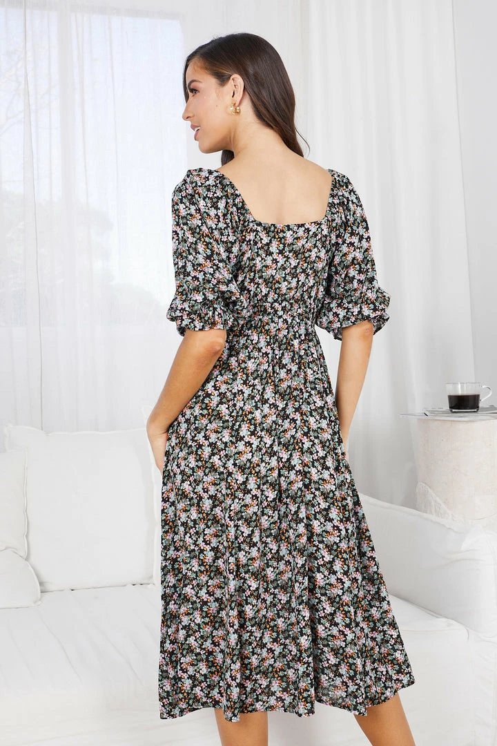 WeLove Fashion Kesara Dress - Black Print CLOTHING 4 WeLove Fashion Kesara Dress - Black Print CLOTHING