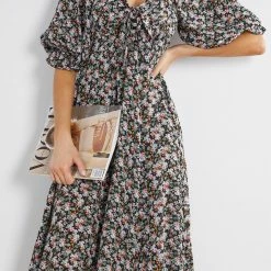 WeLove Fashion Kesara Dress - Black Print CLOTHING 12 WeLove Fashion Kesara Dress - Black Print CLOTHING