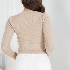 Style State Kevlyn Knit Top - Beige CLOTHING