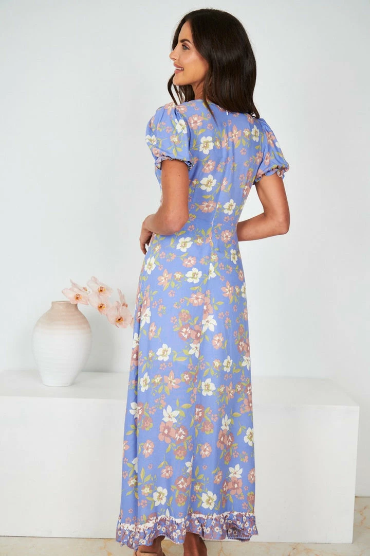 Evermore Fashion CLOTHING Kierra Dress - Blue Floral 4 Evermore Fashion CLOTHING Kierra Dress - Blue Floral