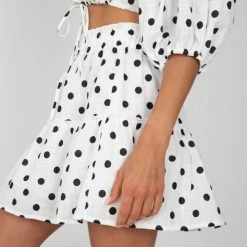 Sassy Hills Fashion CLOTHING Kimberley Skirt - White Spot