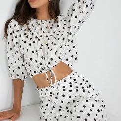 Sassy Hills Fashion CLOTHING Kimberley Top - White Spot