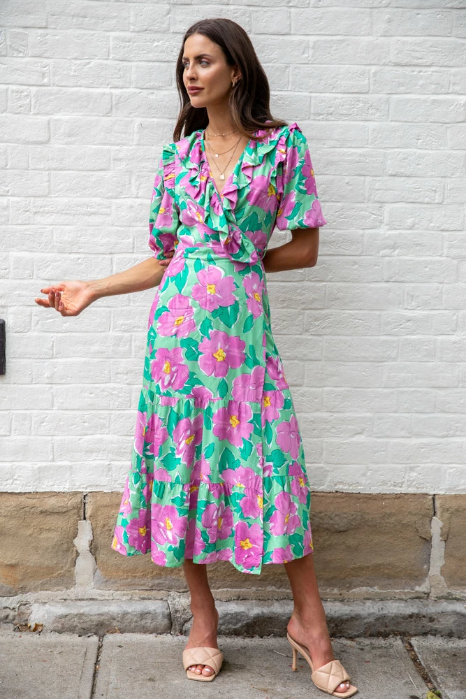 Style Box Lallah Dress - Green Floral CLOTHING 3 Style Box Lallah Dress - Green Floral CLOTHING