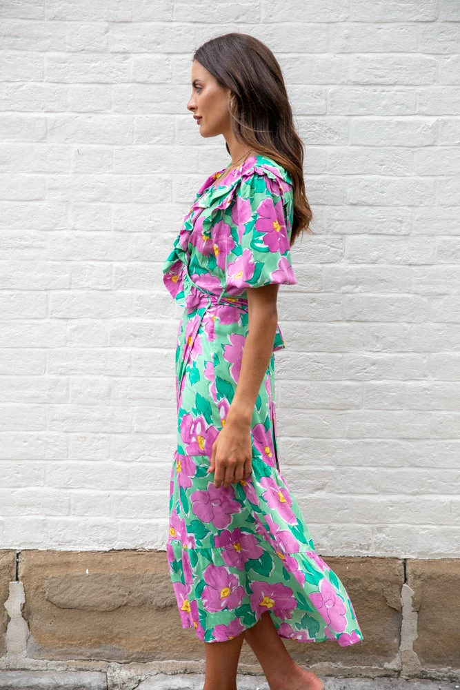 Style Box Lallah Dress - Green Floral CLOTHING 6 Style Box Lallah Dress - Green Floral CLOTHING