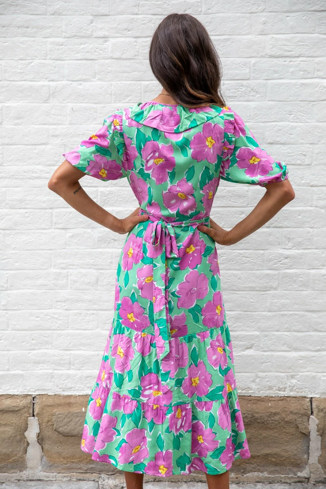 Style Box Lallah Dress - Green Floral CLOTHING 5 Style Box Lallah Dress - Green Floral CLOTHING