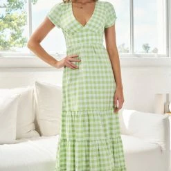 Sweetacacia CLOTHING Lareyna Dress - Green Gingham