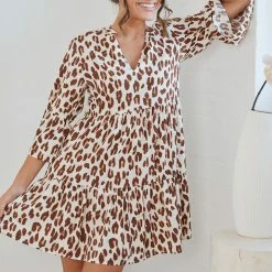 Miracle Fashion Litzy Dress - Beige Print