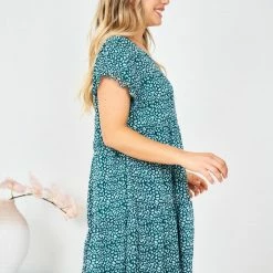 HQ Fashion CLOTHING Loida Dress - Green Print