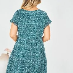 HQ Fashion CLOTHING Loida Dress - Green Print